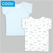 [ベビー]ひんやり綿１００％　半袖丸首シャツ２枚組　サメ