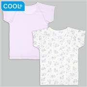 [キッズ]ひんやり綿１００％　半袖丸首シャツ２枚組　ユニコーン