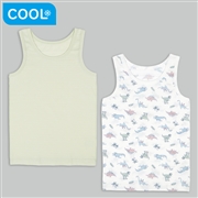 [キッズ]ひんやり綿１００％　タンクトップ２枚組　恐竜