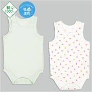 [ベビー]まいにちコットン　袖なし　ロンパース　２枚組　かぶり　ファストフード