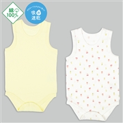 [ベビー]まいにちコットン　袖なし　ロンパース　２枚組　かぶり　フルーツ