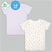 [キッズ]まいにちコットン　半袖　丸首シャツ　２枚組　花