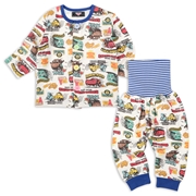 [キッズ]ダイヤキルト前開き腹巻付きパジャマ　カーズ　ブルー