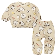 [キッズ]ミニ裏毛ルームウェアパジャマ　スヌーピー　ベージュ