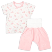 [ベビー]半袖パジャマ　腹巻付　イルカ　ピンク