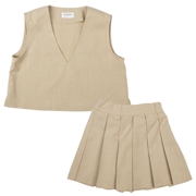 [ベビー]ベスト＋スカート２点セット　ベージュ