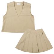 [キッズ]ベスト＋スカート２点セット　ベージュ