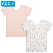 [ベビー]前後着られるメッシュ　半袖丸首シャツ　２枚組　さくらんぼ　ピンク