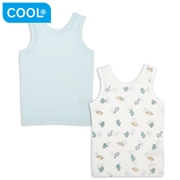 [ベビー]前後着られるメッシュ　タンクトップ　２枚組　恐竜　グリーン