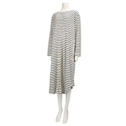 [授乳仕様]おやすみボタン　長袖ワンピース　ボーダー　ネイビー