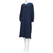 [授乳仕様]長袖ワンピース　ふんわりガーゼ　ネイビー