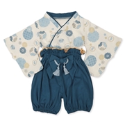 [ベビー]タッセル付き袴セットアップオール ブルー