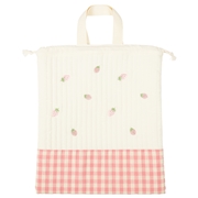 持ち手付き巾着　イブル切替 ピンク