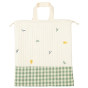 持ち手付き巾着　イブル切替 グリーン