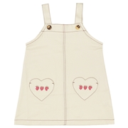 [キッズ]ジャンパースカート ポケット刺しゅう　アイボリー