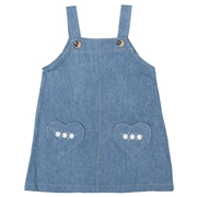 [キッズ]ジャンパースカート ポケット刺しゅう　ネイビー