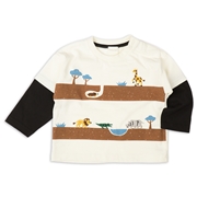 [ベビー]長袖Ｔシャツ　レイヤード風　オフホワイト
