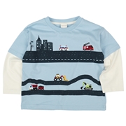 [キッズ]長袖Ｔシャツ　レイヤード風　サックス