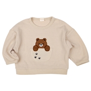 [ベビー]長袖トレーナー  ポケットアニマル　ベージュ