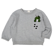 [キッズ]長袖トレーナー  ポケット恐竜　グレー