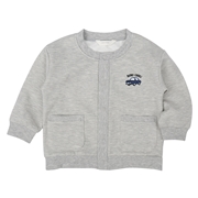 [キッズ]長袖カーディガン　ワンポイント　グレー