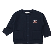 [キッズ]長袖カーディガン　ワンポイント　ネイビー