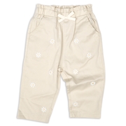 [ベビー]１０分丈パンツ　花モチーフ　アイボリー