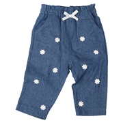 [ベビー]１０分丈パンツ　花モチーフ　ネイビー