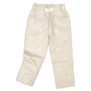 [キッズ]１０分丈パンツ　花モチーフ　アイボリー