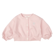 [ベビー]長袖カーディガン　ワンポイント　ピンク