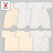 [スナップタイプ]メッシュ　新生児肌着６点セット　半袖・七分袖　クリーム