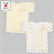 [スナップタイプ]メッシュ短肌着２枚組半袖　ひまわり　クリーム