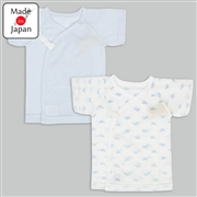 [スナップタイプ]メッシュ短肌着２枚組半袖　海の生き物　サックス