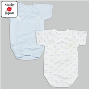 [スナップタイプ]メッシュロンパース２枚組半袖　海の生き物　サックス