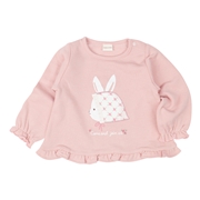 [ベビー]長袖トレーナー　アップリケ　ピンク