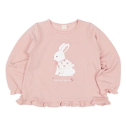 [キッズ]長袖トレーナー　アップリケ　ピンク