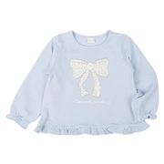 [キッズ]長袖トレーナー　アップリケ　サックス