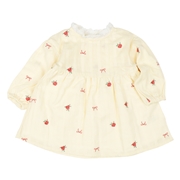 [ベビー]ワンピース　布帛総柄刺しゅう　アイボリー