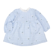 [ベビー]ワンピース　布帛総柄刺しゅう　パープル