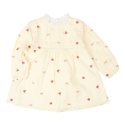 [キッズ]ワンピース　布帛総柄刺しゅう　アイボリー