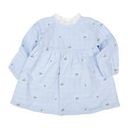 [キッズ]ワンピース　布帛総柄刺しゅう　パープル