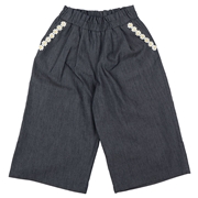 [ベビー]１０分丈ワイドパンツ　ネイビー