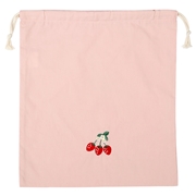 巾着大　いちご刺繍