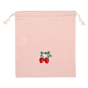 巾着小　いちご刺繍