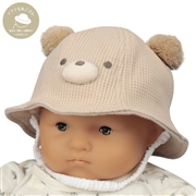[42~46cm]チューリップハット　クマ　ワッフル　ベージュ