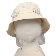 [48~52cm]ハット　耳付き　チェック　アイボリー