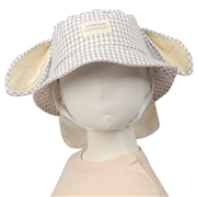 [48~52cm]ハット　耳付き　チェック　ベージュ