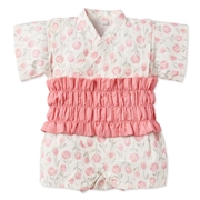 [ベビー]帯付甚平(じんべい)ロンパス チューリップ ピンク