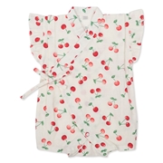 [ベビー]フリル付甚平(じんべい)ロンパス　チェリー