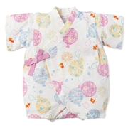 [ベビー]かんたんスナップ甚平(じんべい)ロンパス ヨーヨー オフホワイト